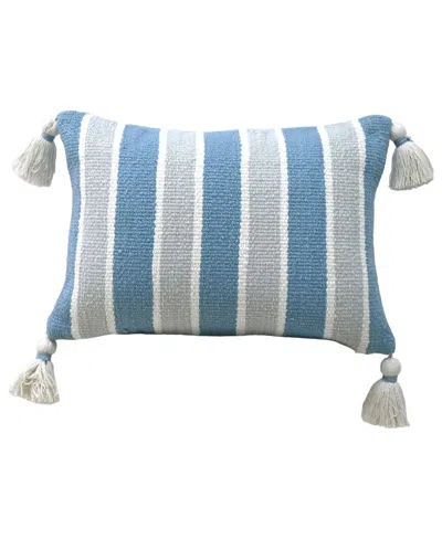 VIBHSA LINDEN STREET HANDWOVEN CORNER TASSELS DECORATIVE PILLOW, 14''X20'' 