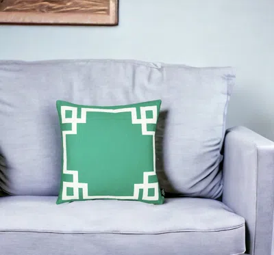 Homezia 18" Green And White Throw Pillow Cover