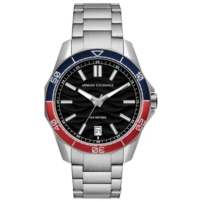 Armani Exchange Men's Classic Black Dial Watch In Silver