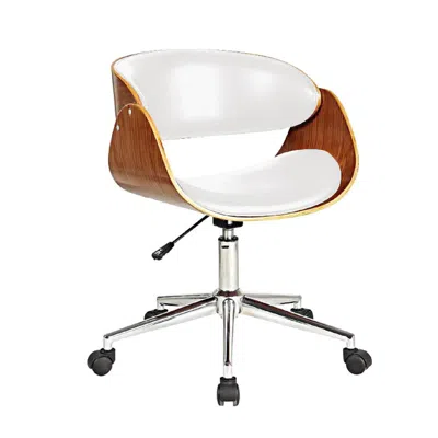 Creative Images Office Chair With Plywood Frame And White Pu Cushion