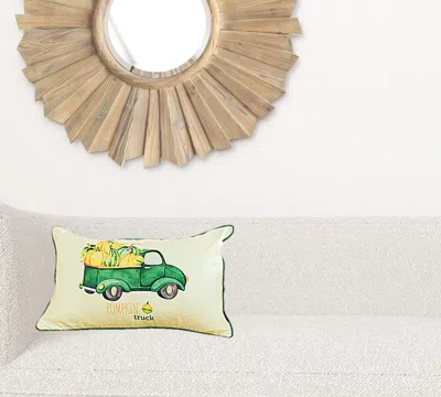 Homezia Set Of Four 20" Green Pumpkin Pick Up Truck Lumbar Pillow Covers