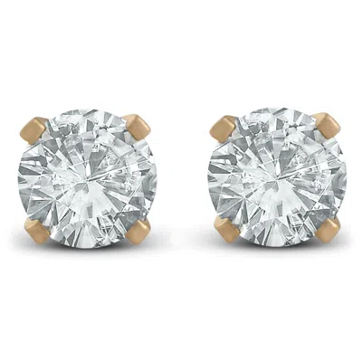 Pompeii3 7/8ct Diamond Studs 14k Yellow Gold In Silver