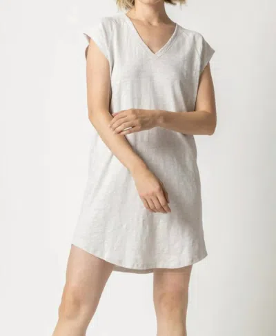 Lilla P V-neck Short Sleeve Raglan Dress In Bone In White
