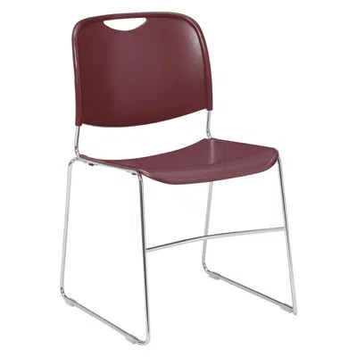 National Public Seating Nps 8500 Series Ultra-compact Plastic Stack Chair, Wine