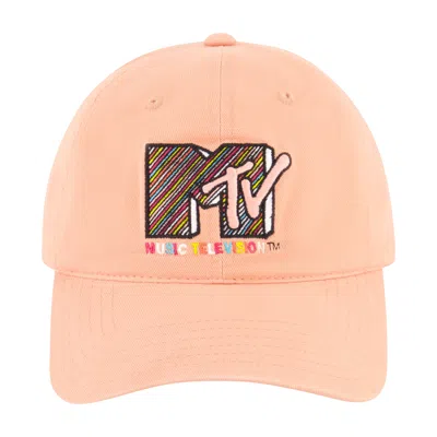 Nickelodeon Nick Mtv Diagonal Stripe Logo Dad Cap In Beige