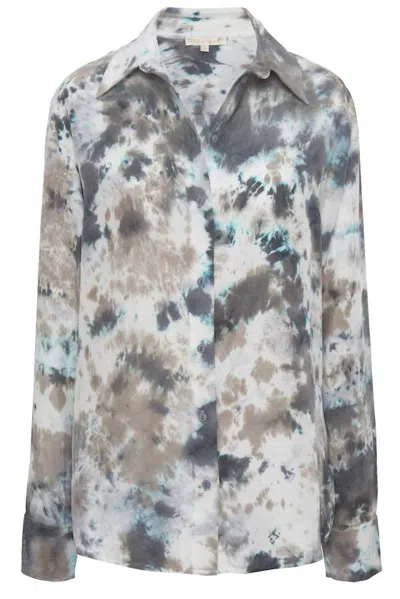 Gold Hawk Tie Dye Button Blouse In Grey Multi In Beige