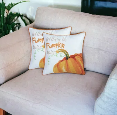 Homezia Set Of Two 18" Orange And Ivory Pumpkin Spice Throw Pillow Covers
