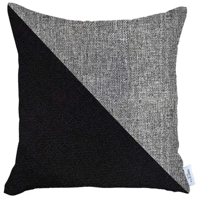 Homezia 18" X 18" Grey And Black Geometric Zippered Handmade Polyester Throw Pillow Cover