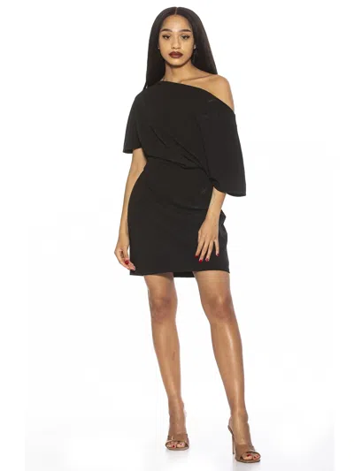 Alexia Admor Suri Draped One-shoulder Minidress In Black