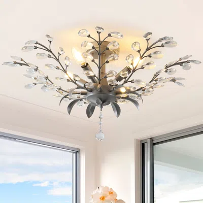 Jonathan Y Elisana 26" 4-light Contemporary Bohemian Iron/acrylic Led Semi Flush Mount