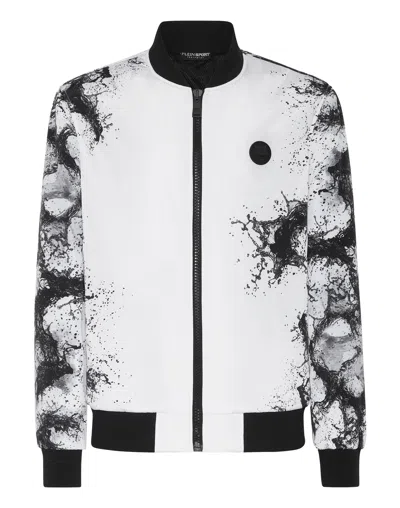 Plein Sport Splash Extreme Bomber Jacket In White