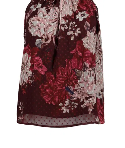 Bishop + Young Moon Light Mile Esme Tie Neck Top In Dahlia In Red