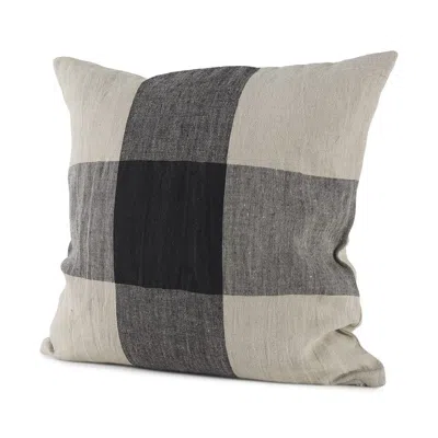 Homezia Beige And Black Plaid Pattern Throw Pillow Cover