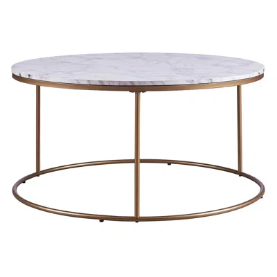 Teamson Home Marmo Modern Marble-look Round Coffee Table