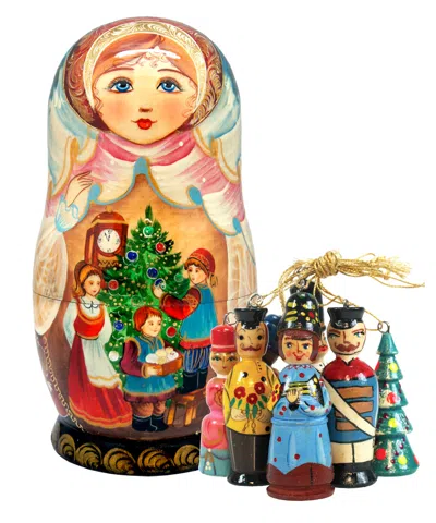 G. Debrekht Designocracy Christmas Night Treasure Surprise Matryoshka Wooden Doll With 5 Ornaments