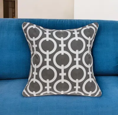 Homezia 20" X 7" X 20" Transitional Gray And White Accent Pillow Cover With Poly Insert
