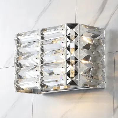Jonathan Y Evelyn Crystal Rectangle 10" 1-light Iron/crystal Glam Modern Led Vanity Light