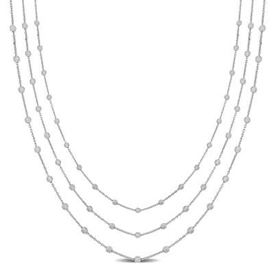 Mimi & Max 3-strand Station Ball Necklace In Sterling Silver - 16+2 In In Silver