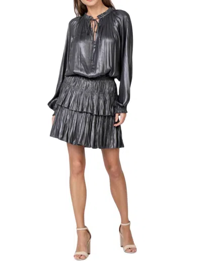 CURRENT AIR METALLIC DROP WAIST DRESS IN GREY 