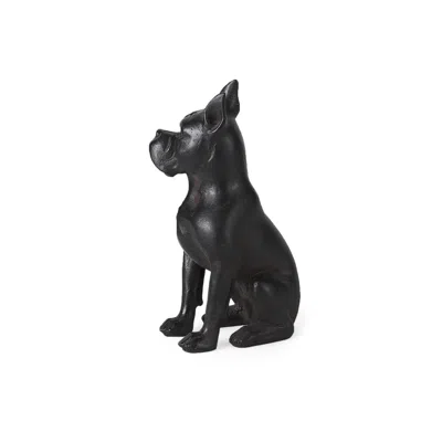 Homezia Black Resin Boxer Dog Shaped Decor Piece