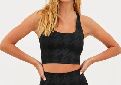 Beach Riot Katya Top In Gunmetal Houndstooth In Black