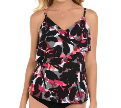Magicsuit Chloe Layered Tankini Top In Black White In Multi