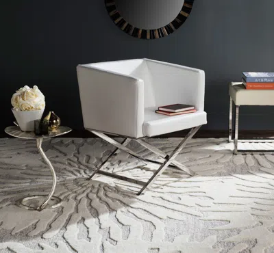 Safavieh Celine Bonded Leather Chrome Cross Leg Chair