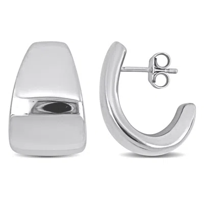 Mimi & Max 21mm Semi-hoop Earrings In Sterling Silver In Silver
