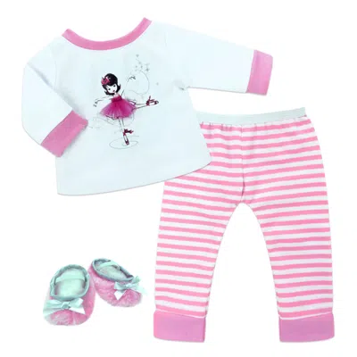 Teamson Sophia's Ballerina Design Pajama & Slipper Set For 15" Baby Dolls, Light Pink/white