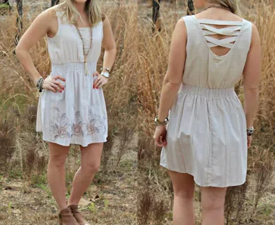 Blu Pepper Elastic Dress In Ivory In Multi
