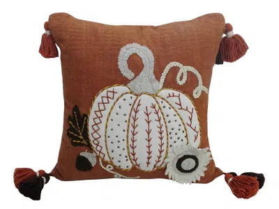 Vibhsa 20" X 20" Pumpkin Throw Pillow With Tassels