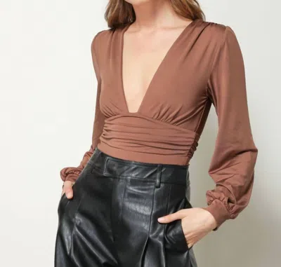 Line And Dot Good Vibes Bodysuit In Chocolate In Brown