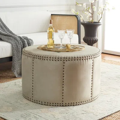 Safavieh Sherri Cocktail Ottoman - Brass Nail Heads