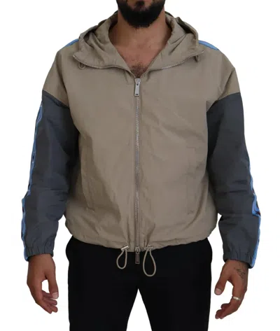 Dsquared2 Dsqua² Sleeves Hooded Full Zip Men's Jacket In Grey