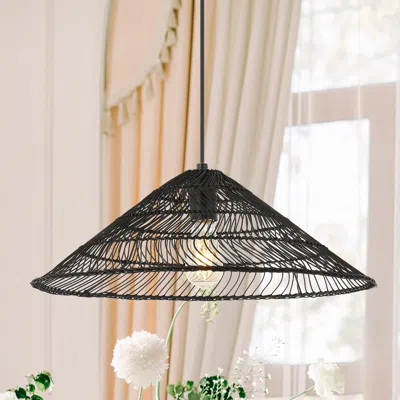 Jonathan Y Nova 20.25" 1-light Farmhouse Coastal Rattan 180" Cord Plug-in Or Hardwired Led Pendant