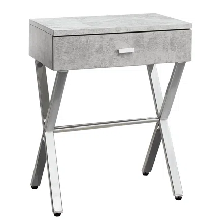 HOMEZIA 22" SILVER AND GRAY WOOD AND METAL END TABLE WITH DRAWER 