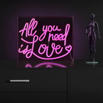 Jonathan Y All You Need Is Love 13.7" X 10.9" Contemporary Glam Acrylic Box Usb Operated Led Neon Light