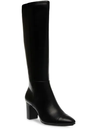 Anne Klein Womens Block Heel Faux Leather Knee-high Boots In Black
