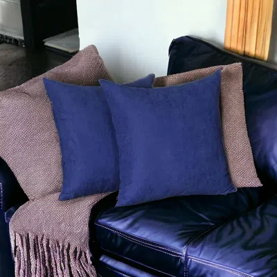 Homezia Set Of Two 20" X 20" Navy Blue Polyester Zippered Pillow Cover