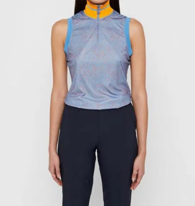 J. Lindeberg Audrey Print-tx Jersey Top In Lake Bleu Dot In Blue