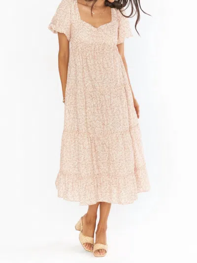 Show Me Your Mumu Odette Midi Dress In Ditsy Daisy In Beige