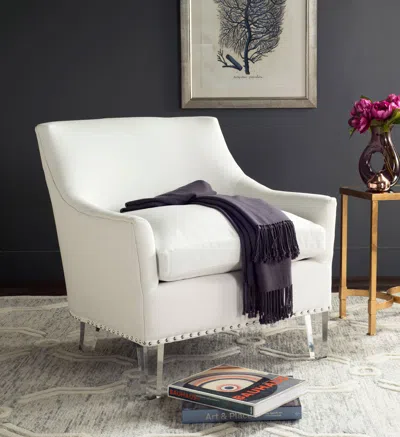 Safavieh Hollywood Glam Tufted Acrylic White Club Chair W/ Silver Nail Heads