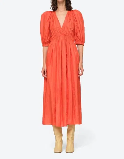 Sea Roberta Solid Long Sleeve Dress In Red In Pink