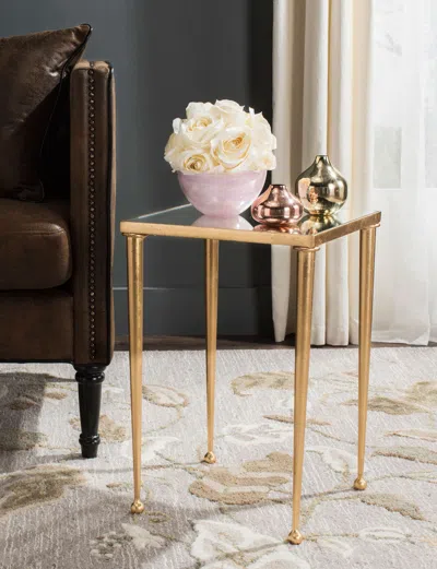 Safavieh Nyacko Mirror Top Gold Leaf End Table
