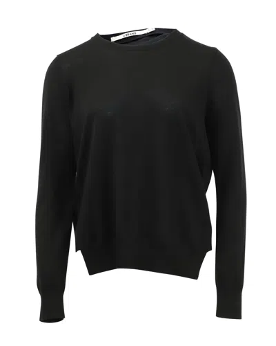 J Brand Sweater With Sheer Back In Black Wool In Black
