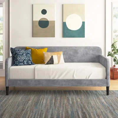 Quikfurn Twin Size Modern Grey Silver Velvet Upholstered Daybed