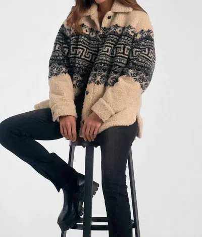 Elan Jones Sherpa Coat In Multi In Beige