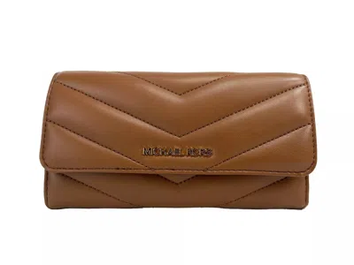 Michael Kors Jet Set Travel Large Quilted Leather Trifold Wallet Brown In Brown