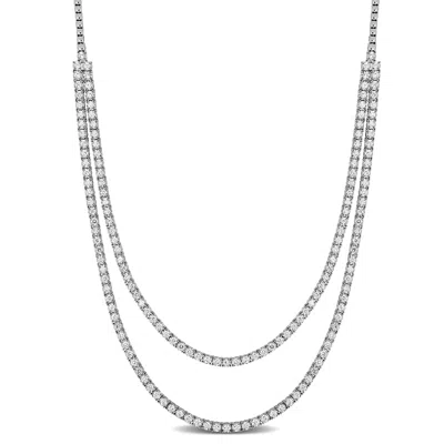 Created Forever 8 7/8ct Tw Lab-grown Diamond Double Strand Necklace 14k White Gold-18 In In Silver