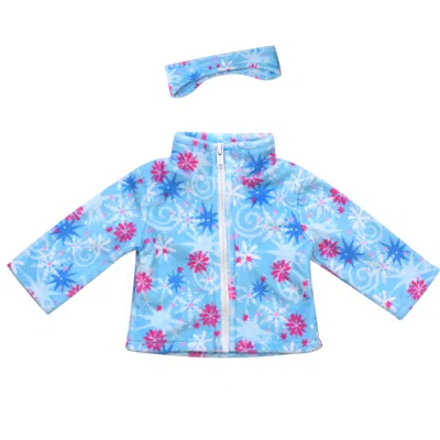 Teamson Sophia's Snowflake Print Fleece Jacket & Matching Earmuff Set For 18" Dolls, Light Blue